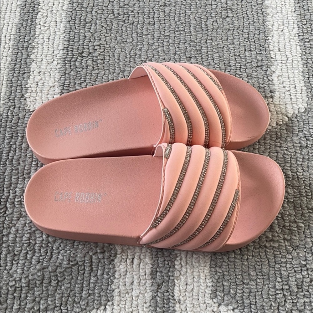 Rhinestone Pink Slides - Picture 2 of 3